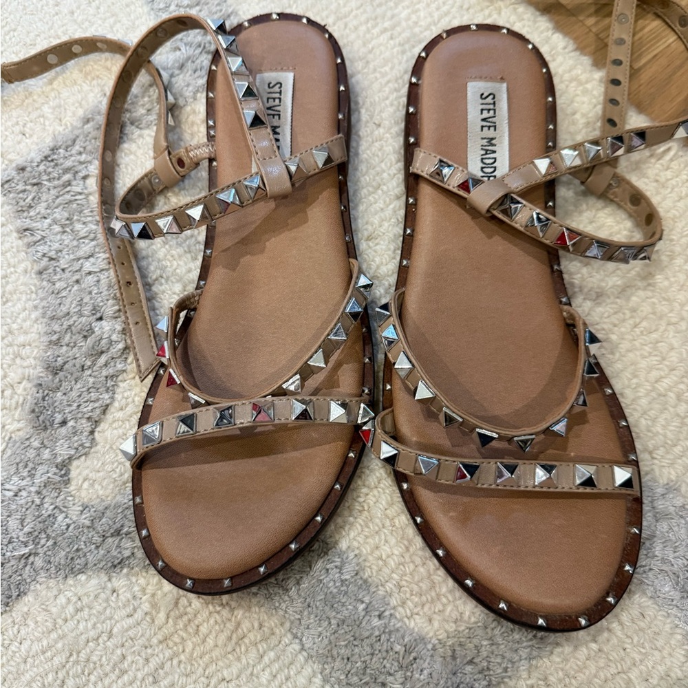 Steve Madden Brown Sandals with Silver Studs